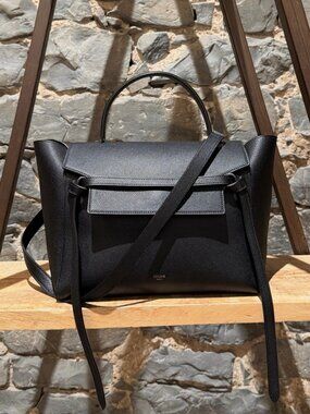Celine 2018 Black Leather Mini Belt Bag